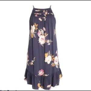 Maurices Navy Floral Swing Shift Dress Ruffle Hem Size L Summer